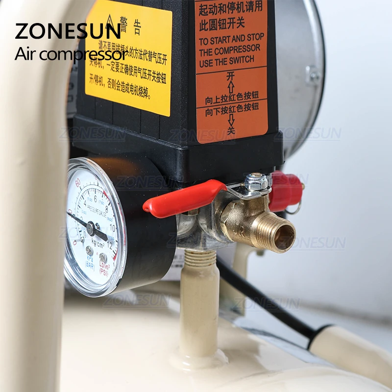 Бесшумный бесмасляный воздушный компрессор ZONESUN из чистой меди 750 Вт 50 л для