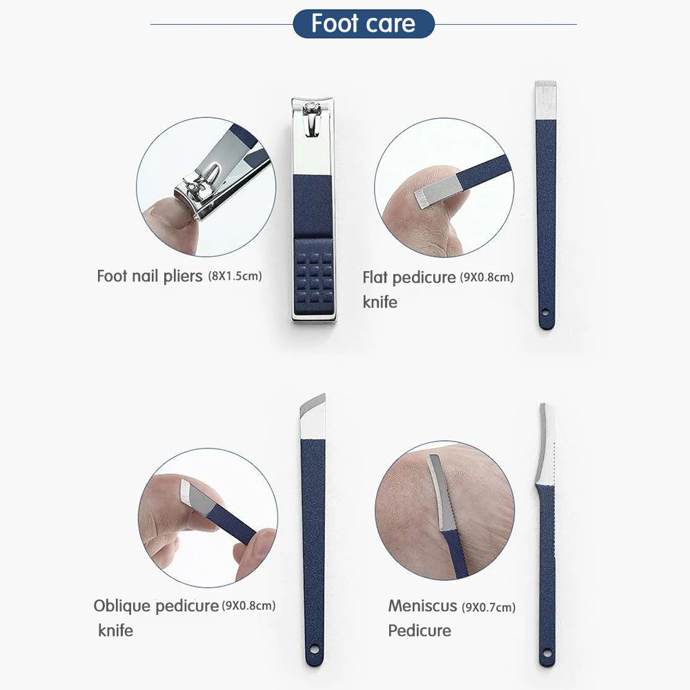 

18Piece/Set Blue Manicure Nail Clippers Set Multi-Function Nail Clipper Pedicure Knife Manicure Kit Nails Tool Beauty Sets