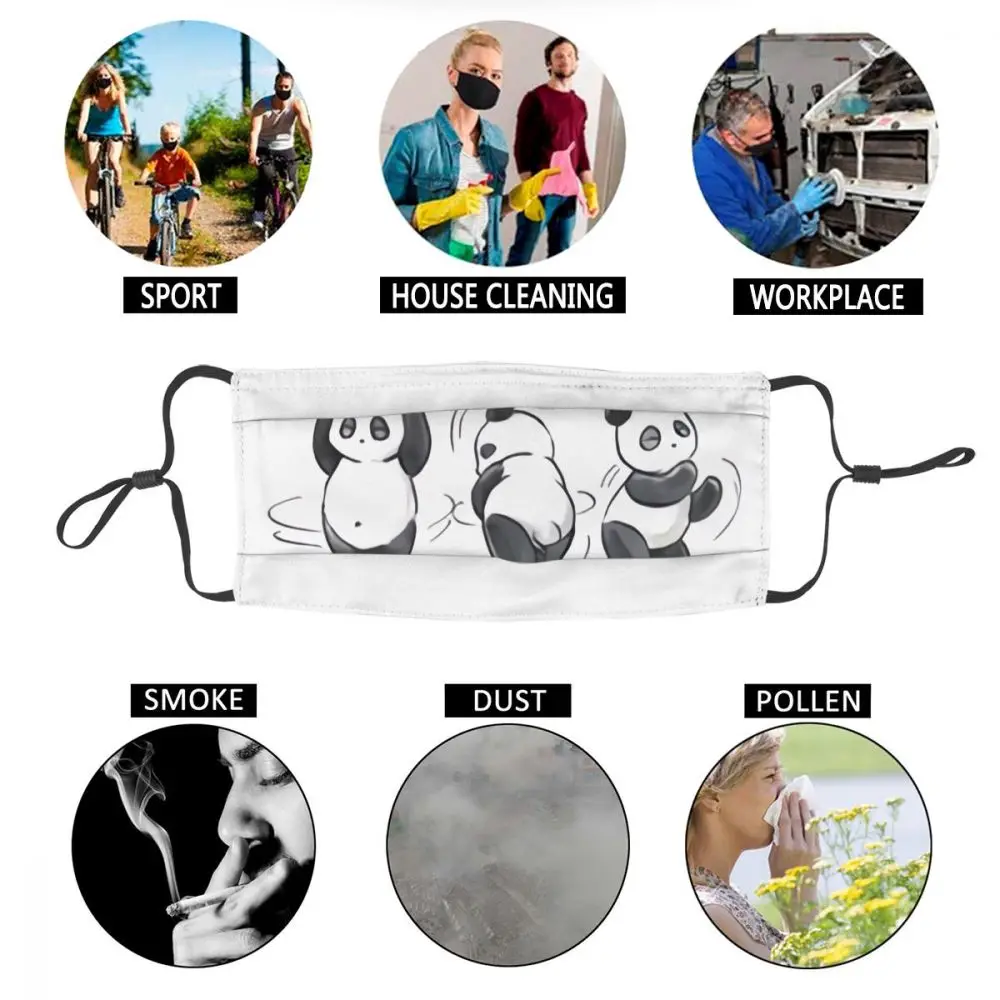 

Panda Dance Washable Unisex Mouth Face Mask 3D Printing Pattern Anti Haze Dustproof Protection Cover Respirator Mouth Muffle