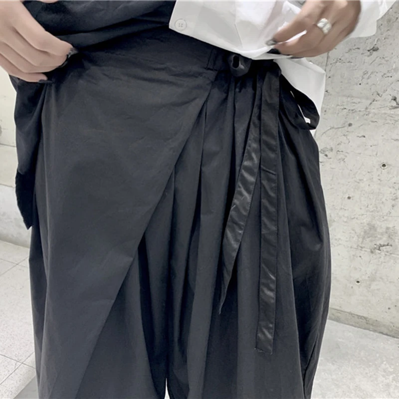 

XITAO Women Black Pants Fashion New Elastic Waist Pocket 2020 Autumn Drawstring Solid Color Casual Ankle Length Pants DZL1933