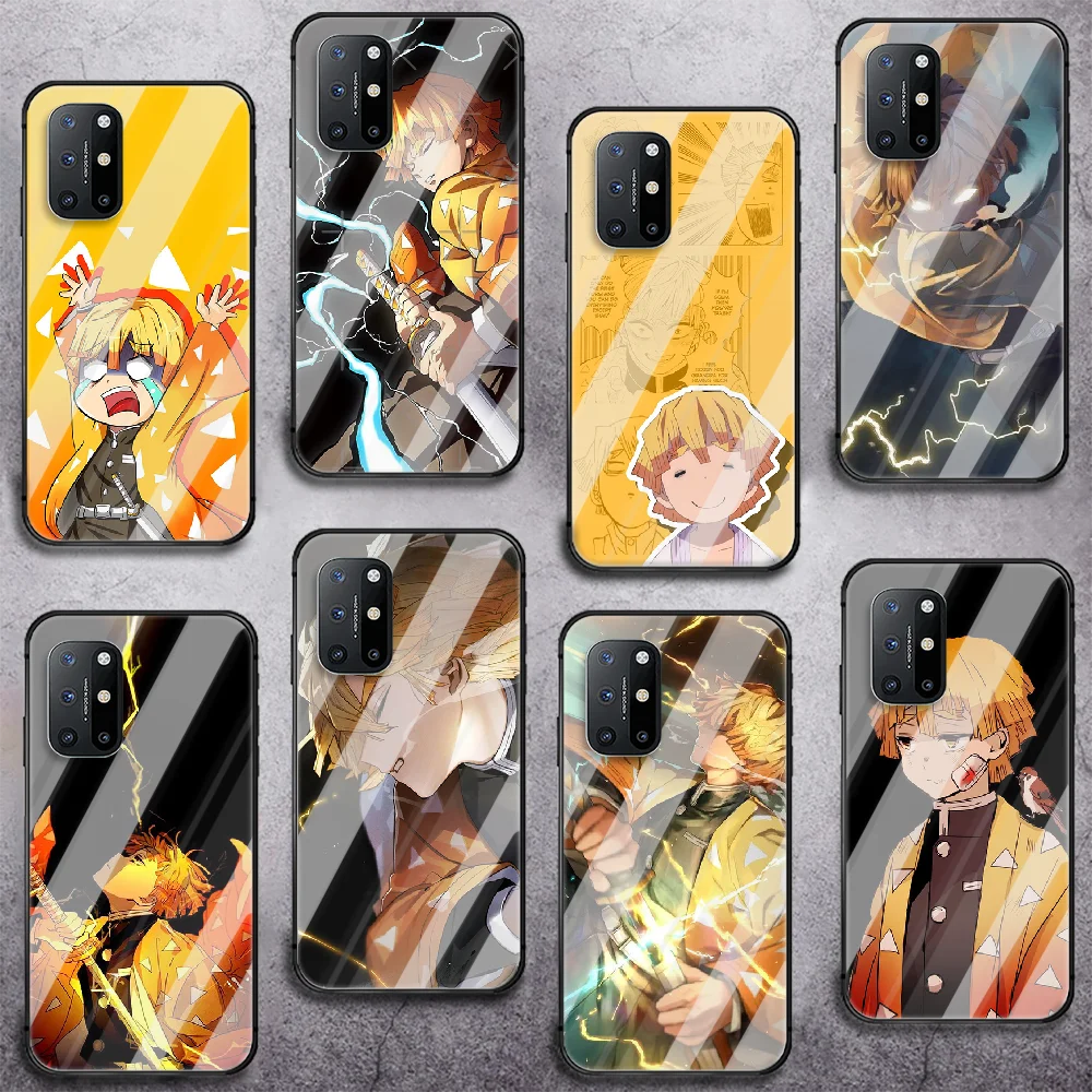 

Amine Demon Slayer-Agatsuma Zenitsu Phone Tempered Glass Case Cover For Oneplus 5 6 7 8 9 Nord T Pro 3D Silicone Black