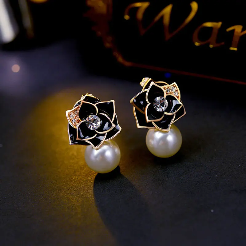 Женские серьги Boucles d'oreille модные с цветами и жемчугом из гипоаллергенного