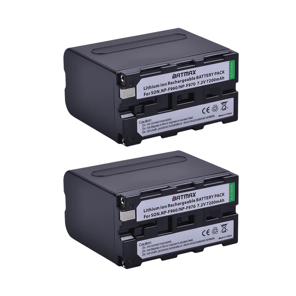 2 battery Batmax 7200 мА/ч, NP-F970 F960 F970 NP-F960 Батарея akku емкостью с светодиодный Мощность индикаторы для sony NP-F550 NP-F770 NP-F750 F960 F970 - Цвет: 2 battery