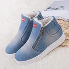 Новые женские сапоги, зимние уличные теплые меховые сапоги, парусиновые женские зимние сапоги на толстом каблуке с круглым носком, короткие сапоги C408