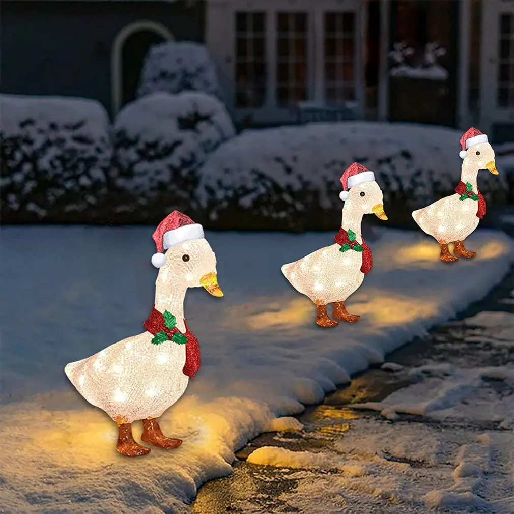 

Light-Up Duck With Scarf LED Christmas Outdoor Decorations Christmas Ornaments With Light Xmas Yard Garden Art Decoration