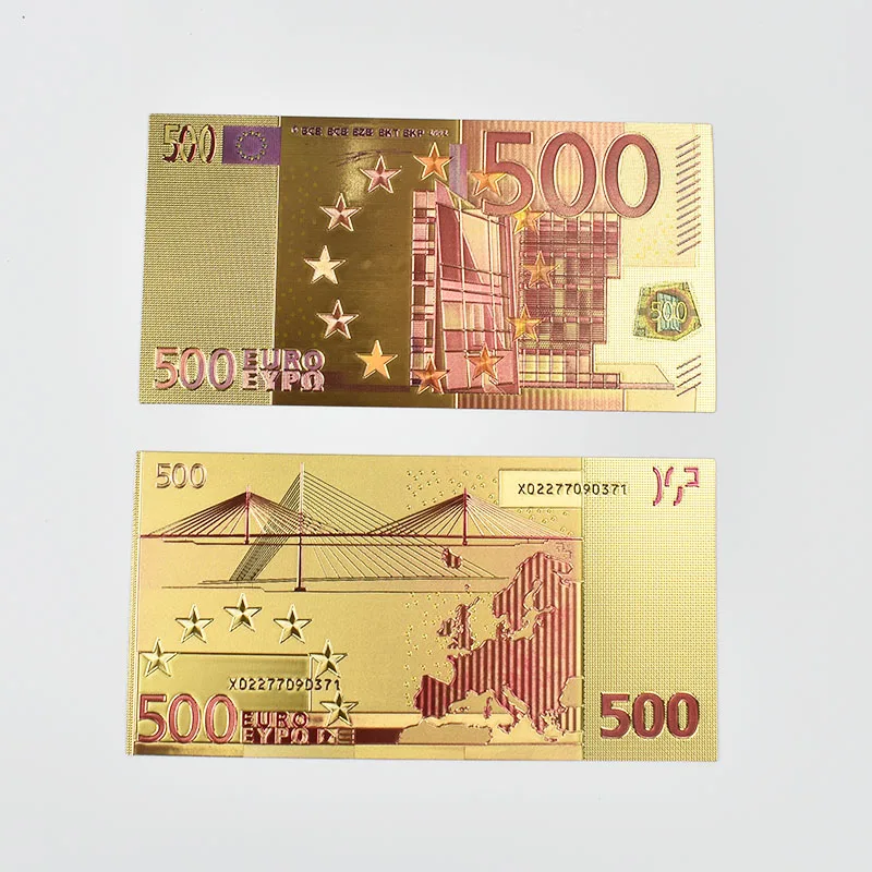 10 шт./лот 500 EUR золотых банкнот в центре сообщений течение 24K Gold поддельные