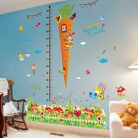 shijuekongjian carrot height measuring wall stickers diy mushroom plants mural decals for kids room baby bedroom decoration