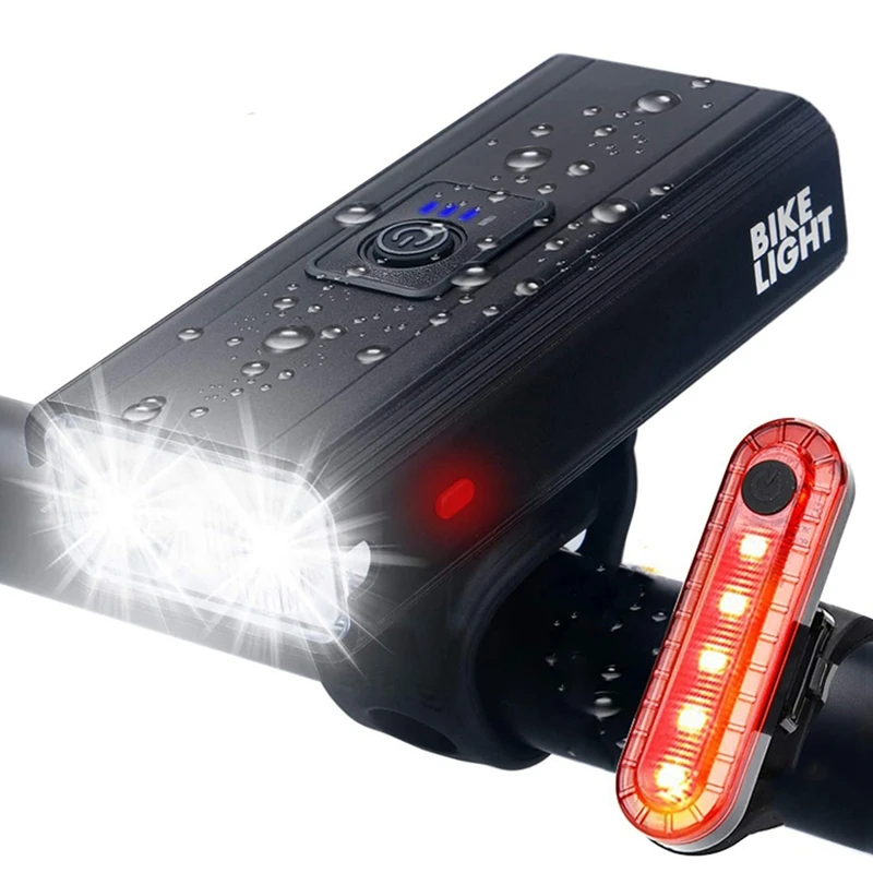

Bike Lights, USB Rechargeable Bike Light Set, IPX6 Waterproof Cycling Front Headlight and Back Taillight, 6 Light Modes