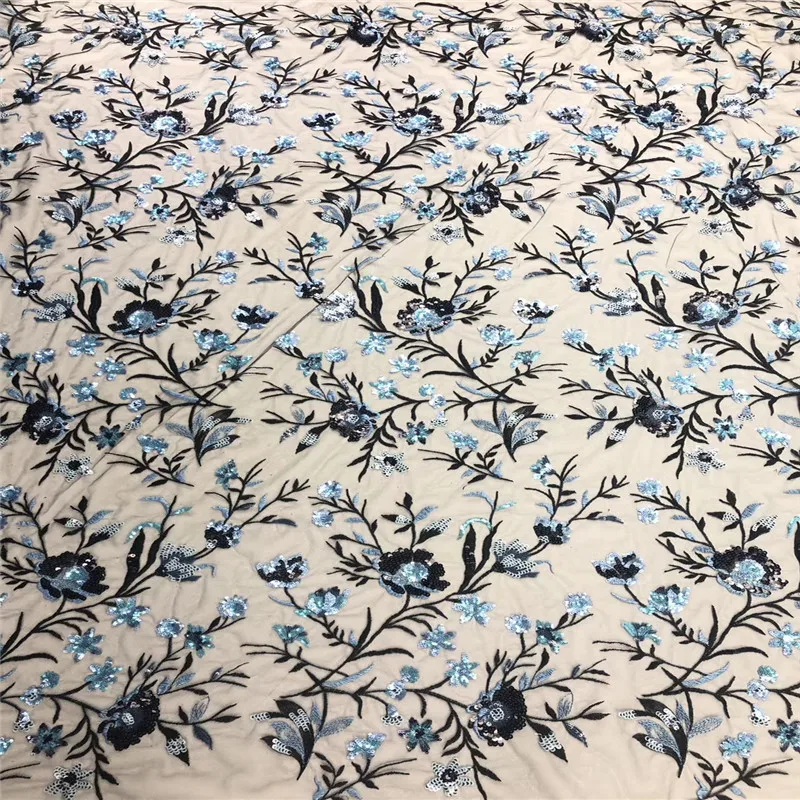 

Hot Sale Lace Fabric 2019 High Quality Sequins Embroidered Lace Fabric African Lace Fabric For Senior Party