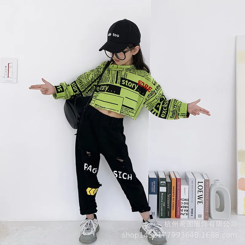 Новинка весны 2020 детская одежда короткая футболка с длинным рукавом и круглым