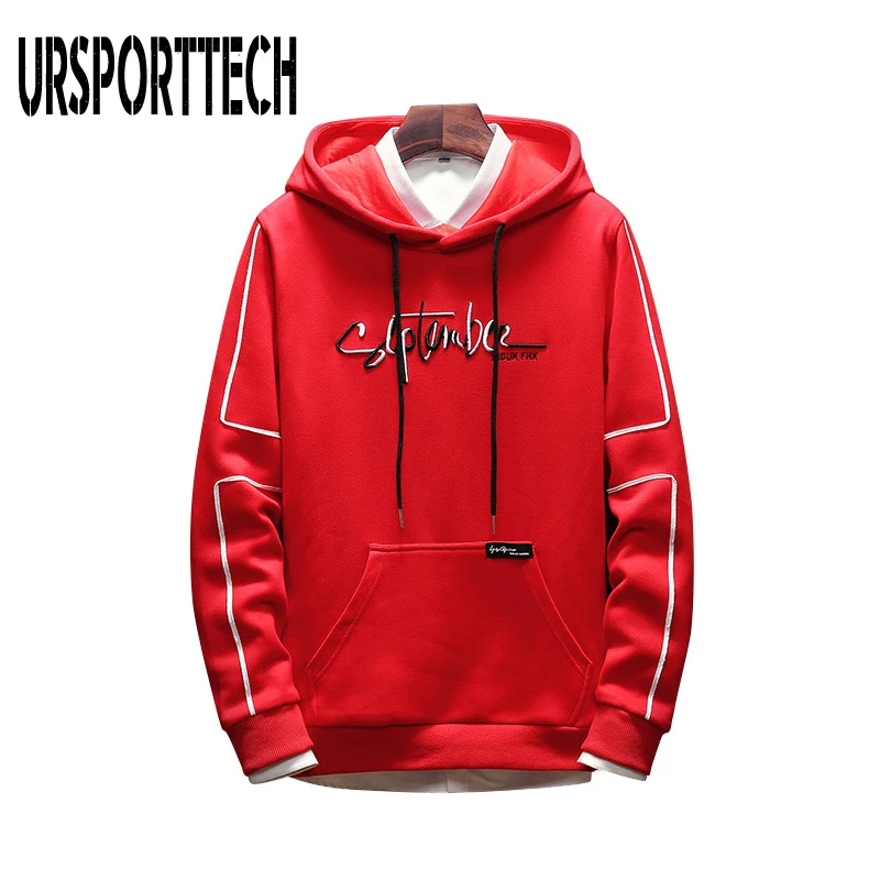 

URSPORTTECH брендовая Новинка мужские толстовки с капюшоном Мужские толстовки с буквенным принтом с длинным рукавом Уличная одежда в стиле хип-х...