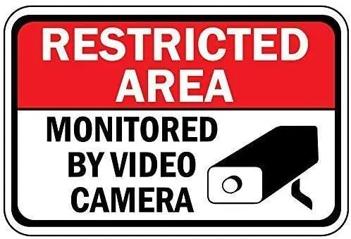 

Crysss Warning Sign Restricted Area Monitored by Video Camera Road Sign Business Sign 8X12 Inches Aluminum Metal Sign