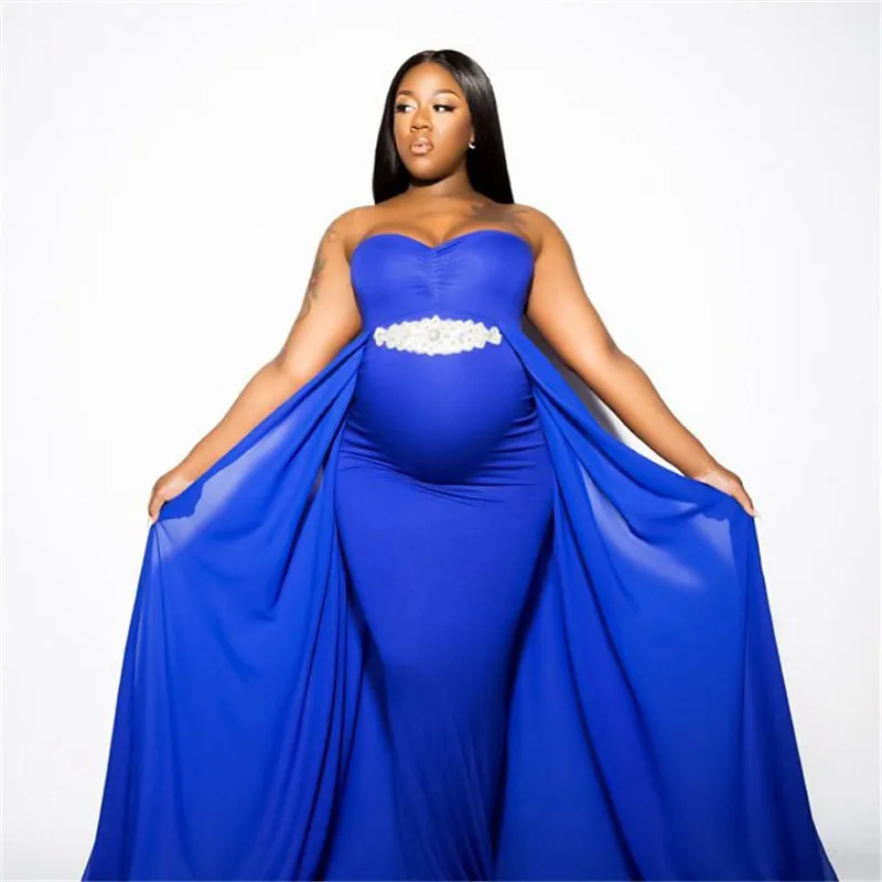 

Shoulderless Maternity Dresses Maternity Photography Long Dress with Cloak Fitted Pregnancy Dress Chiffon Cloak Maternity Gown