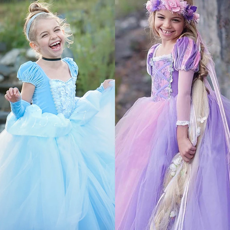 Fancy Cosplay Long Sleeve Princess Dress Kids Dresses for Girls Halloween Role Play Prom Gown Costume | Детская одежда и обувь
