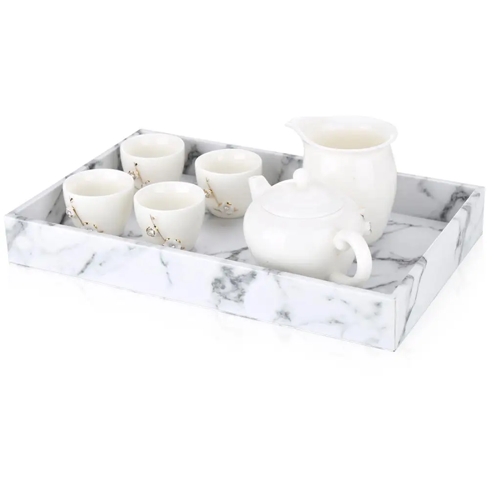 Прямоугольные мраморные чайные подносы из искусственной кожи 33*22 5 см посуда