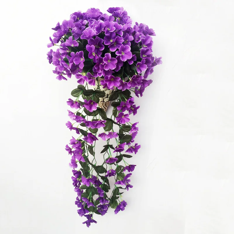 five-petal bouquet Новое Фиолетовое искусственное цветочное украшение имитация настенная корзинка Цветок Орхидея, цветы из шелка длинная лоза - Цвет: five-petal bouquet
