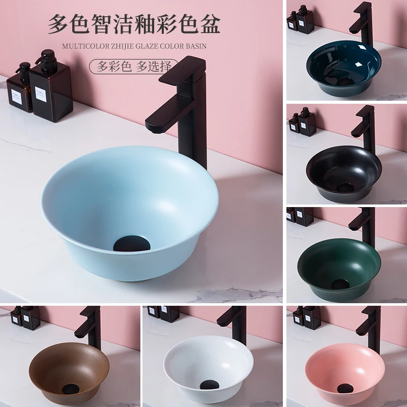 

Round washbasin, color above counter basin, small size ceramic wash basin, bathroom wash basin
