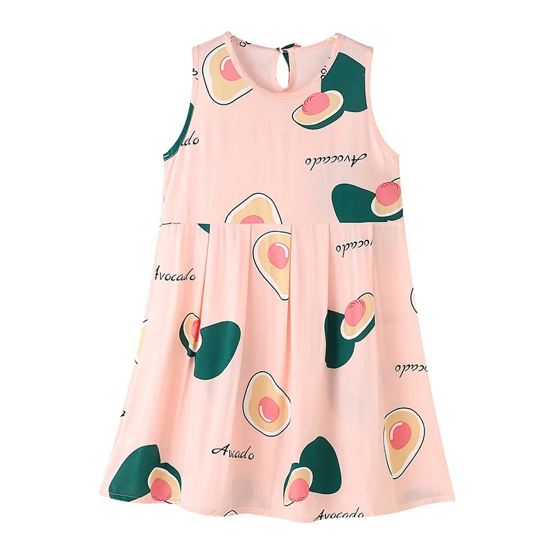 

New summer children's silk girl's princess strawberry pink fairy birthday floral dress girl's silk kids baby flower girl dresses