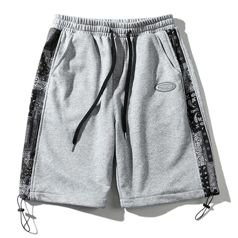 

Summer Cotton Shorts Men Cashew Printed Elastic Waist Sweatpants Fashion Street High Quality Short Trousers Male Plus Size 5XL