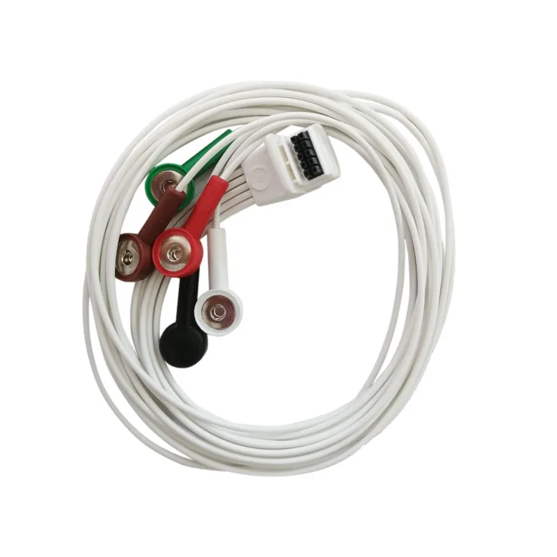 Holter Recorder ECG Patient Cable 10 Pin  5 Leads Snap 4.0 AHA Standard for Mortara H3+ Holter RecorderTelemetry Leadwire