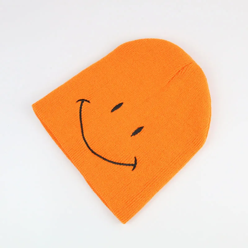 Фирменная Новинка детская Шапка бини со смайликом теплая вязаная шапка Осенняя