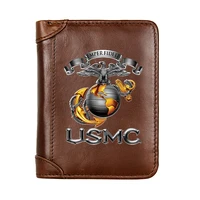 luxury genuine leather men wallet usmc semper fidelis pocket slim card holder male short purses gifts high quality