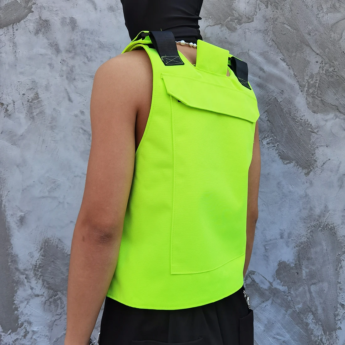 

ATSUNNY Hiphop Rapper Night Club Dance Vest Street Fashion Men's Vest Reflective Vest with Sleeveless