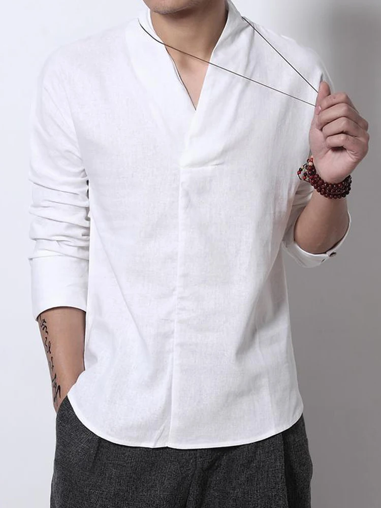 Men Short Sleeve V-Neck Slim Fit Linen T-Shirt Top Shirt Blouse Casual Summer UK