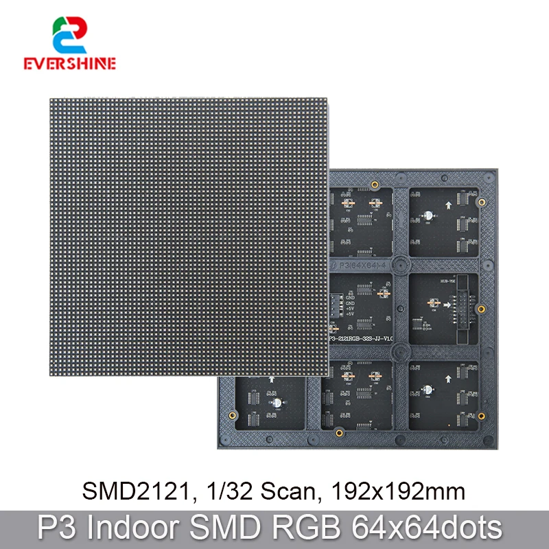 

Free Shipping P3 Indoor SMD2121 1/32 Scan 3in1 RGB Full Color LED Display Screen Panel Module 192*192mm 64*64 Pixels