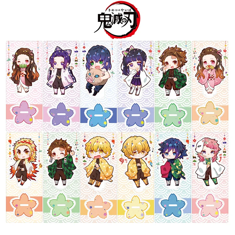 

12Pcs/Box Blind Box Demon Slayer Kimetsu No Yaiba Blind Box Hashira Giyuu Acrylic Stand Figure Plate Holder Topper Random Style