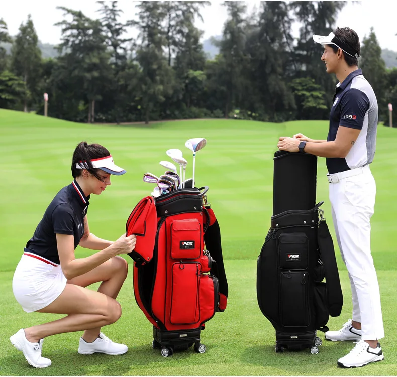 PGM Extend Pulley Golf Standard Package Travel Bag Telescopic Men Women Leopard Flat Push Double Ball Cover Aviation Big Bag