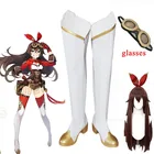 Genshin ударопрочные янтарные игры Косплей обувь на низком каблуке сапоги женские термостойкие синтетические волосы парики Хэллоуин