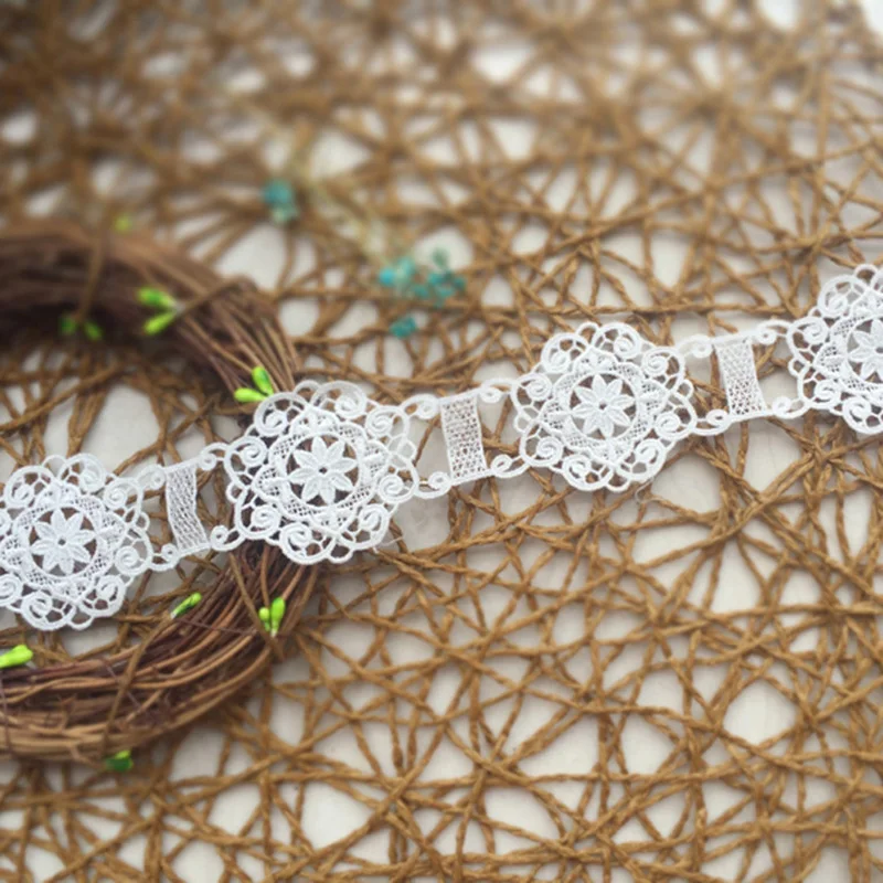 

15Yards Embroidered Net Lace Trim White Fabric Garment Ribbon Headband Wedding Party Decoration DIY Accessories 5cm Width