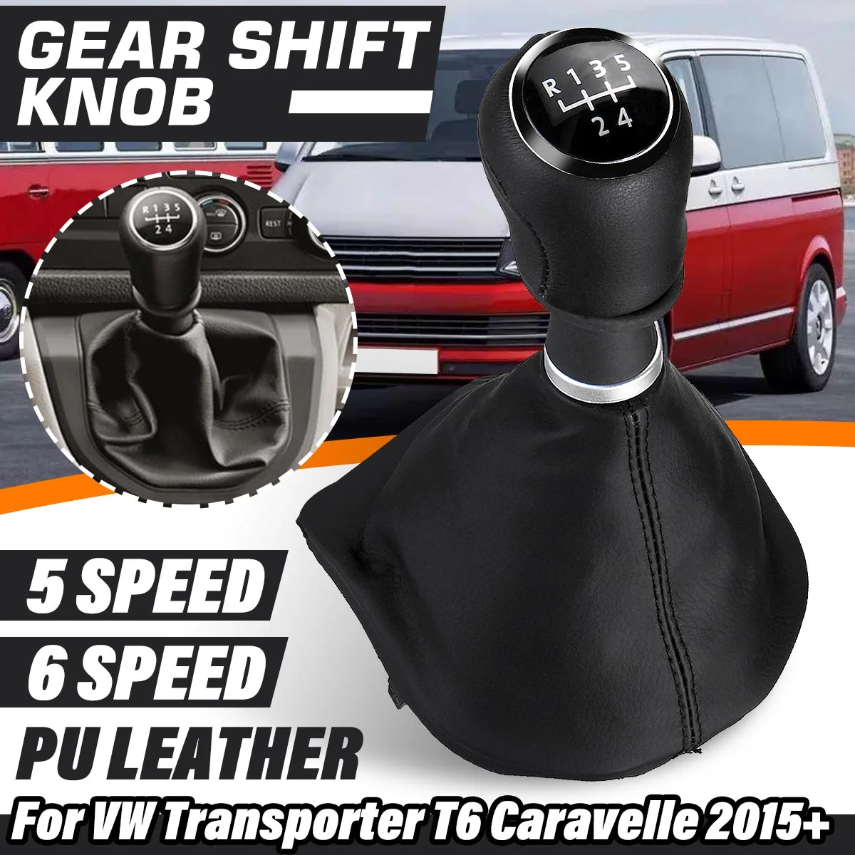 

Gear Shift Knob For VW Transporter Multivan Caravelle T6 T7 2016 2017 2018 2019 2020 5/6 Speed Shifter Lever Handle Stick