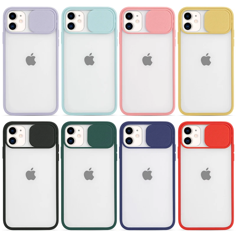 For iPhone 11 Pro Max Sliding Cover Protection Lens Transparent Phone Case SE (2020) XR XS MAX 6 6S 7 8 Plus |
