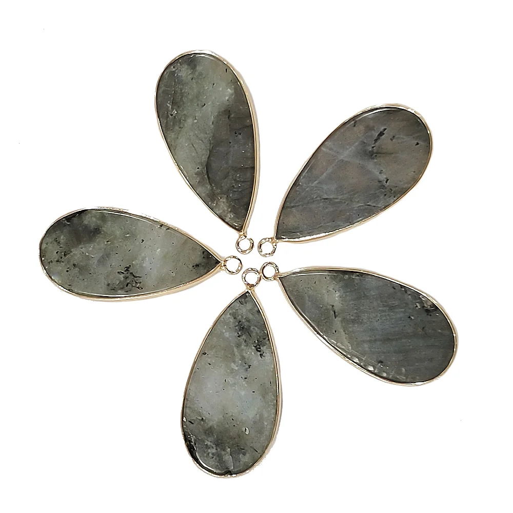 

Natural Stone Zebra Stone Pendant 22x45mm Exquisite Drop-shaped Pendant Charm Handmade DIY Necklace Sweater Chain Accessories