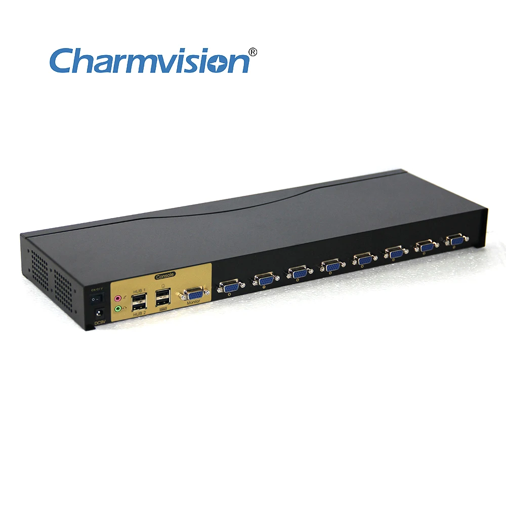 Charmvision UVK801A 8 PCs USB VGA 3.5mm Audio KVM Switch with keyboard Hot-key Auto scan Switch Remote Control 4 USB2.0 ports