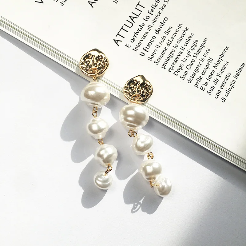 

Newest Fashion Wild Baroque Earrings for Women Girls Gold Color Spearl Dangle Earrings Party Wedding Temperament Jewelry Gifts