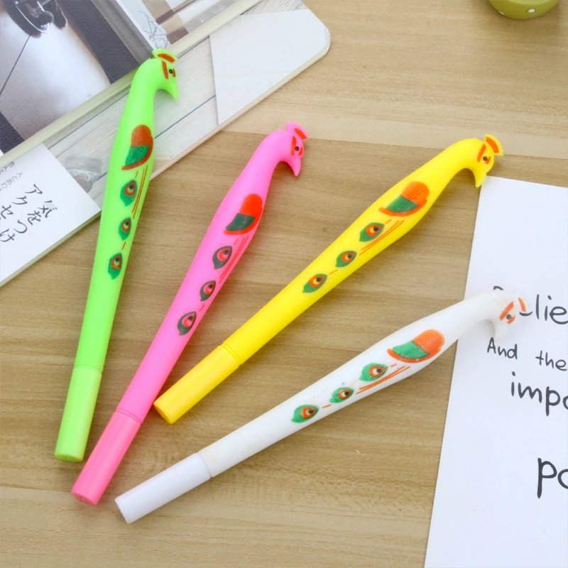 1 Piece Lytwtw's Gel Pens Korean Cartoon Creative Peacock Neutral Pen Student Writing Office Stationery Black Signature |