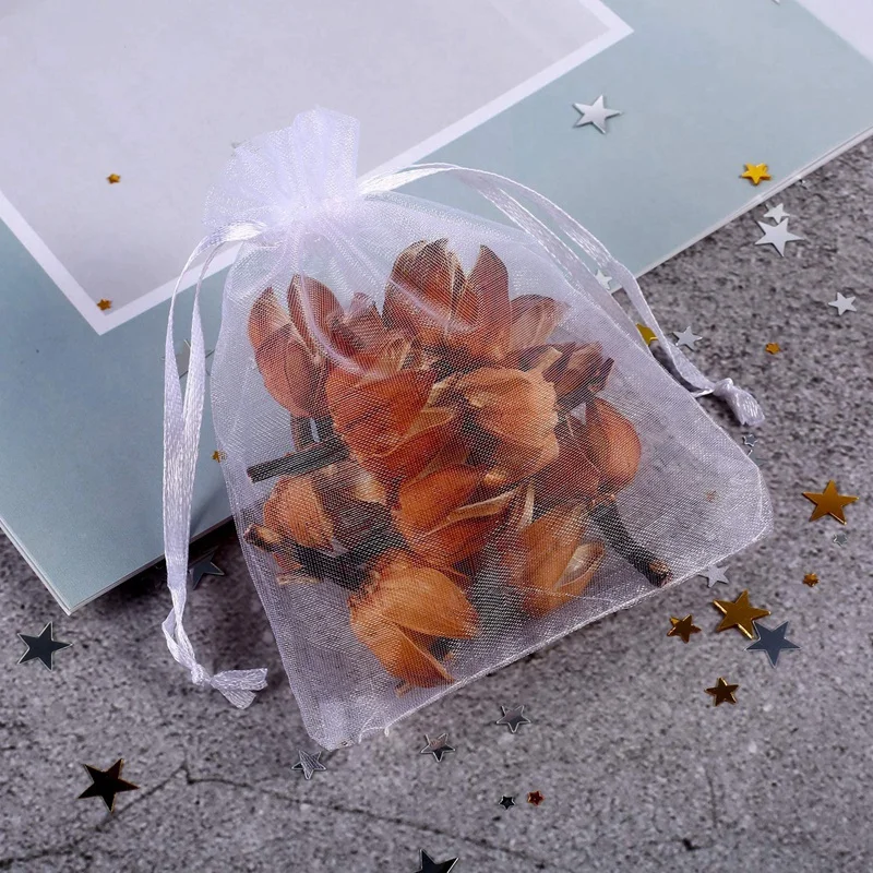 

Package200Pcs White Organza Bags, 4 x 6 Inches Christmas Wedding Favors Gift Drawstring Bags Jewelry Pouches