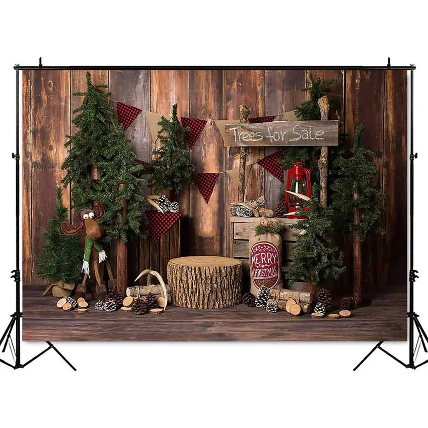 Рождественская фотография фон ретро винтажная деревянная стена елка для