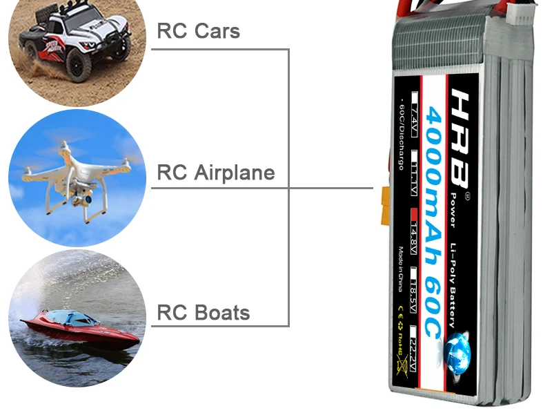 HRB 14,8 V 4000mah Lipo батарея 4S XT60 Deans T XT90 EC5 TRX 60C для Team Energy 1/8 1/10 Автомобили Самолеты Грузовик Лодка RC запчасти AKKU