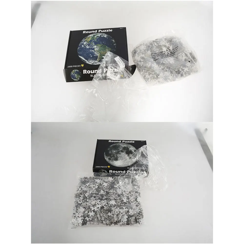 

1000 pcs/set Jigsaw Puzzle Round Geometrical Earth Moon Sky Jigsaw Puzzle Adult Kids Puzzle Flat Educational Reduce Stress Toy