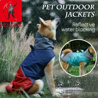 helgem professional pet dog raincoat reflective waterproof zipper clothes high neck outdoor pet clothing coat