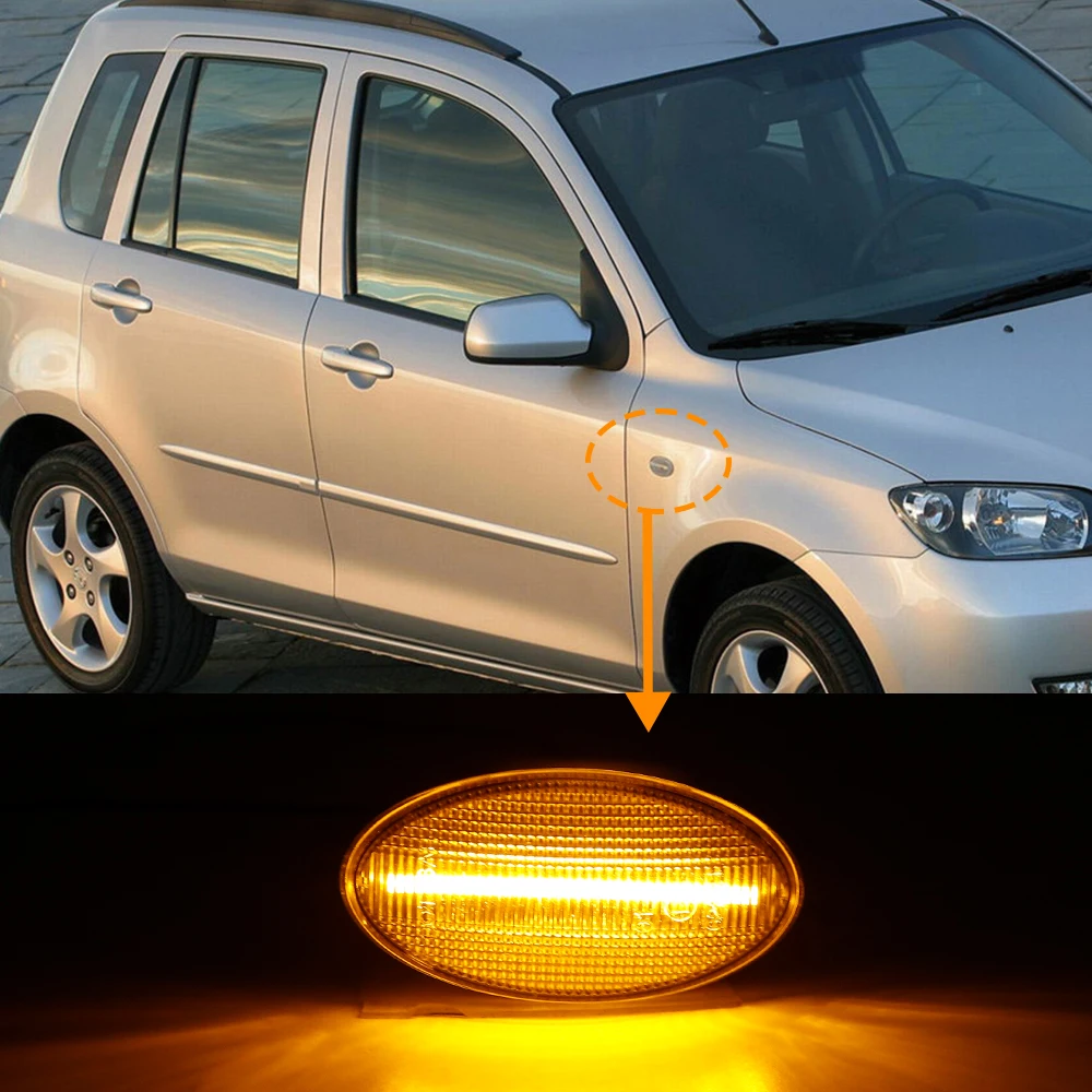 

2x LED Side Marker Turn Signal Lamp For MAZDA 2 2003-2015 3 2003-2014 5 2005-2010 6 2002-2007 BT-50 2006-2019 MPV II 2002-2006