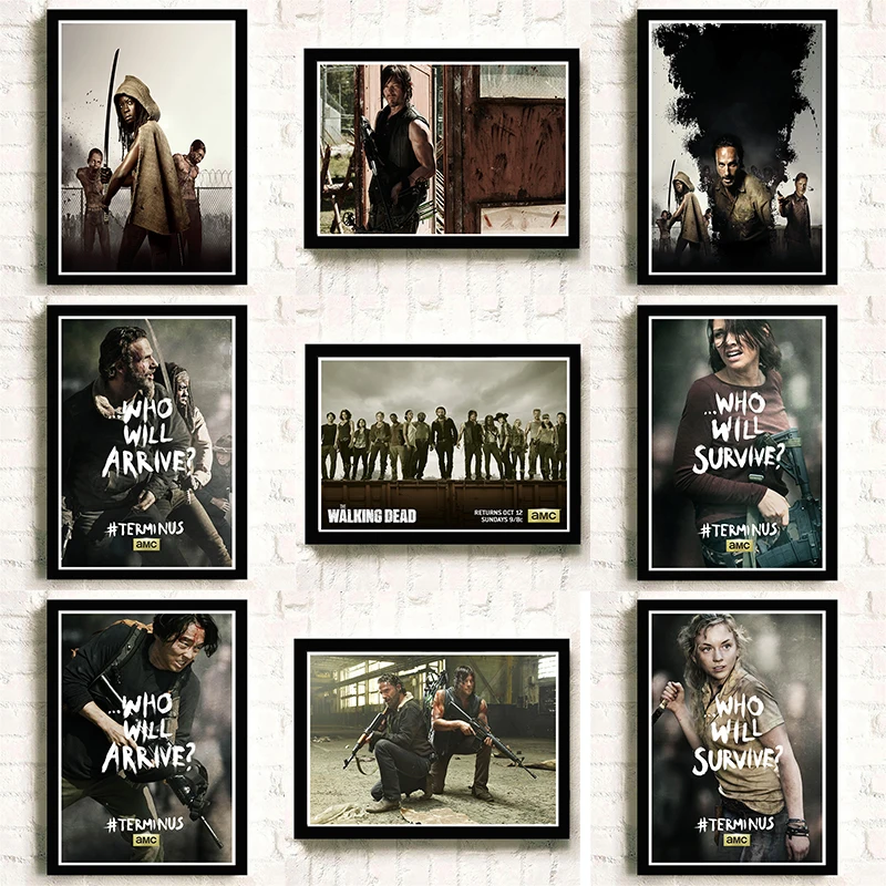 Постеры Ходячие мертвецы постеры для ТВ-шоу белые картонные принты настенное