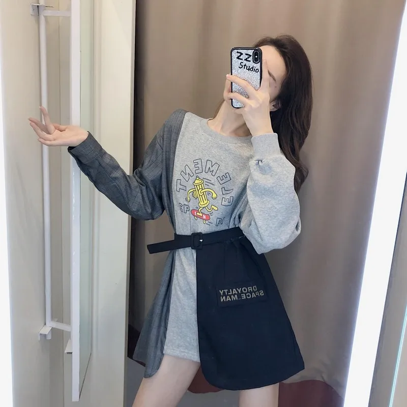 Свитшот женский с длинным рукавом пуловер свободного покроя надписью в