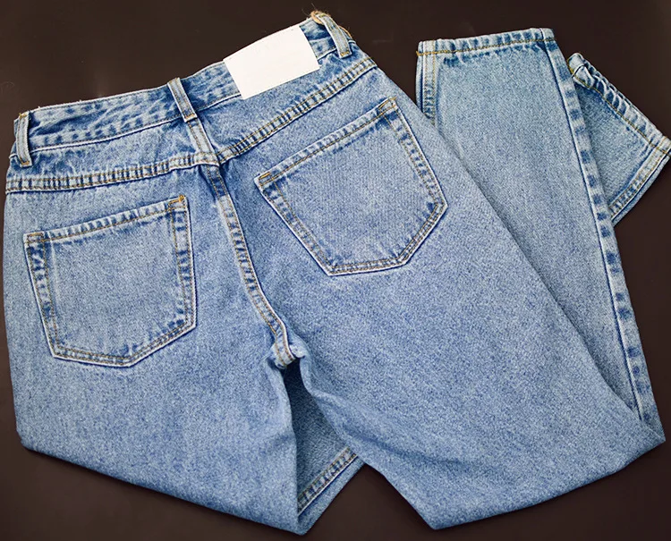 

New Fashion High Waist Boyfriend Jeans Woman Casual Straight Jean For Women Denim Trousers Light Blue