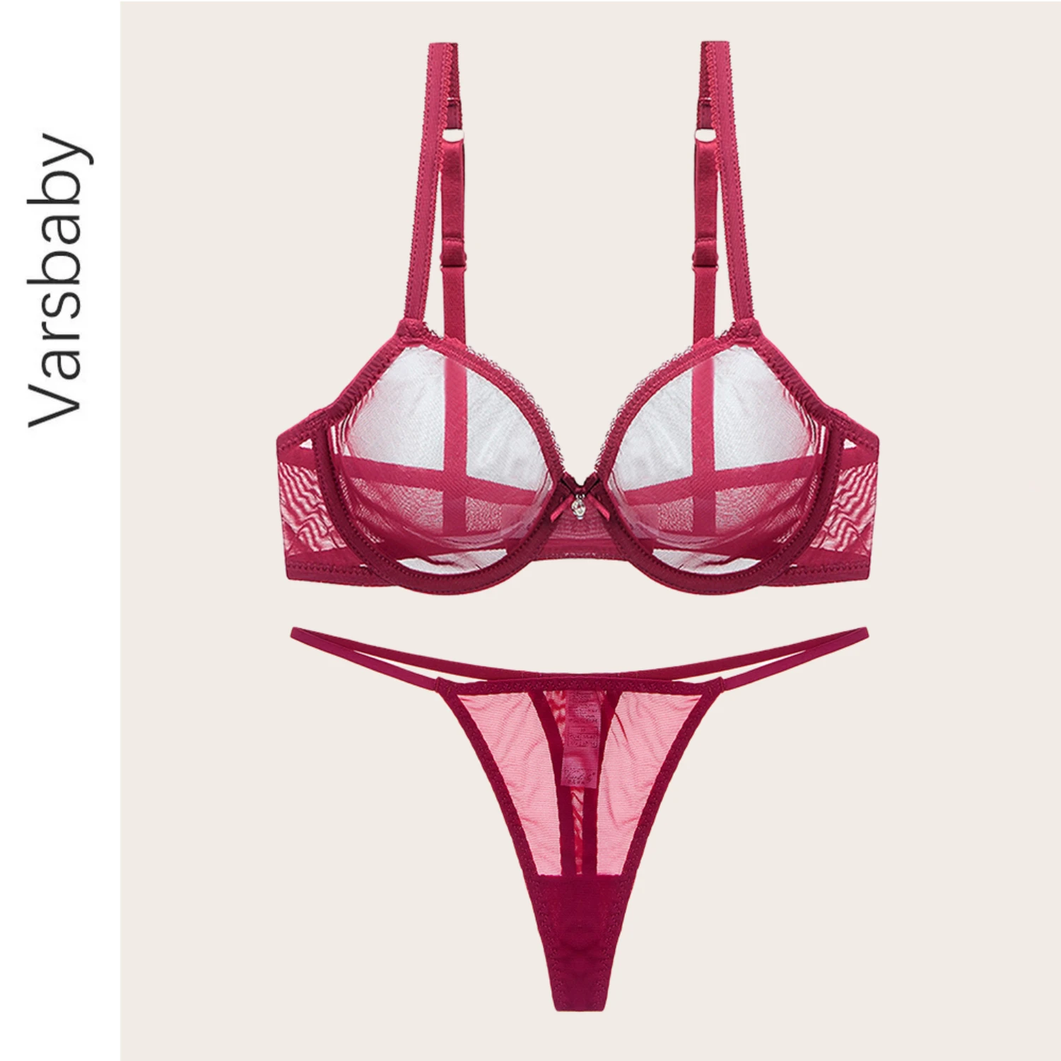 

Varsbaby Lace Lingerie Set Sexy Women's bra set See Through Bra Seamless Thong Black Lingerie Bra Set Underwear Set