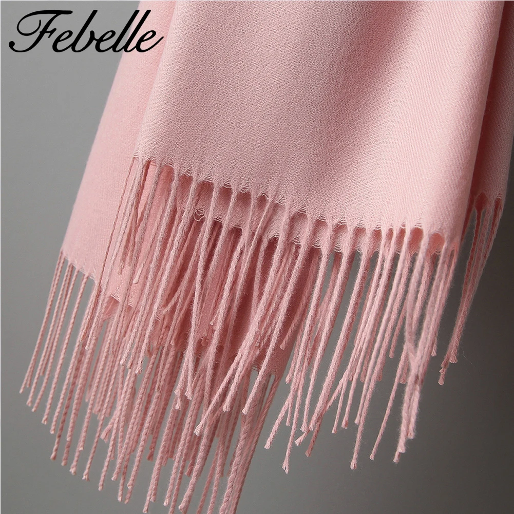 Febelle женский зимний кашемировый шарф однотонные шали и палантины теплая Женская